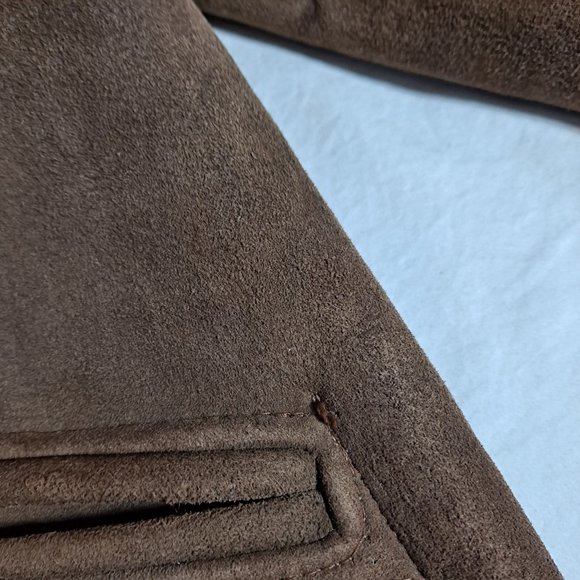 Vintage Sheepskin Coat Woman XL Real Sueded Brown Beige Button Front Western - Picture 5 of 12